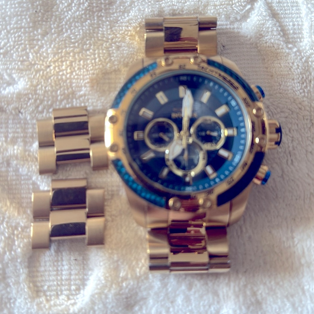 Invicta Men's Watch 50mm SPEEDWAY SCUBA Quartz Chrono Sapphire Blue Gold SS - Picture 3 of 11